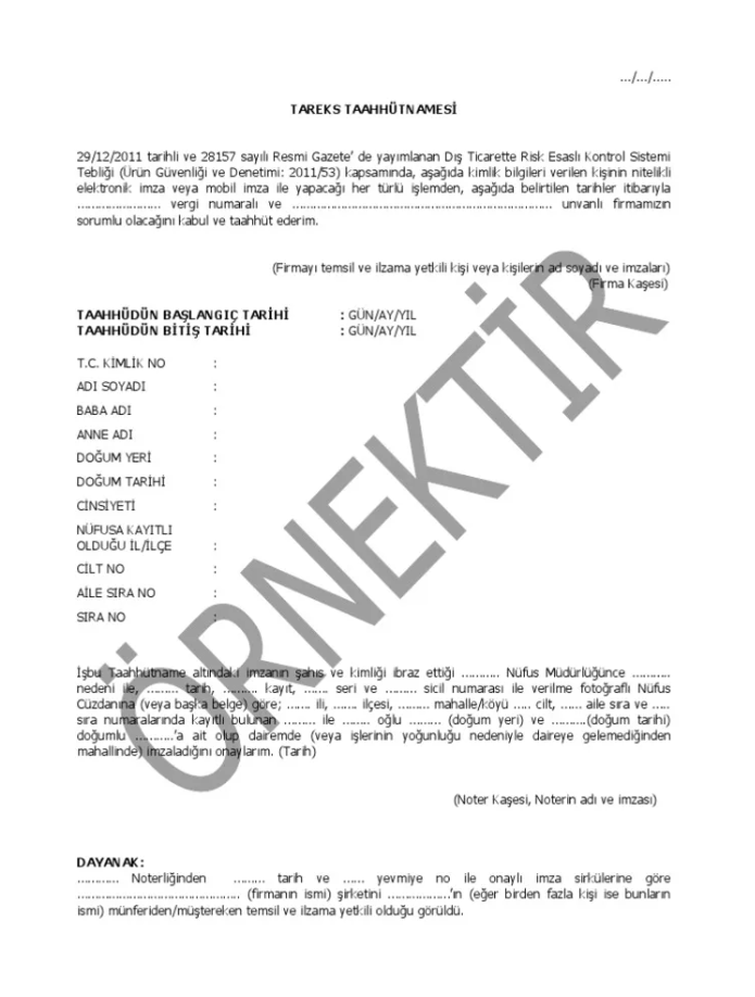 Tareks Taahütnamesi 